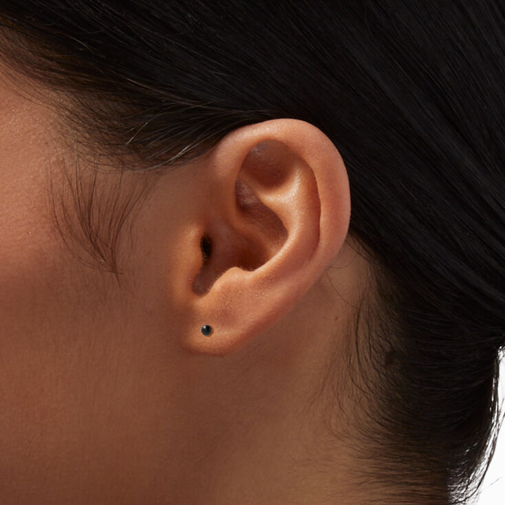 Icing Exclusive Black Stainless Steel 3mm Ball Studs Ear Piercing Kit with Ear Care Solution,