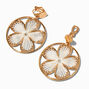 White Threaded Floral Gold-tone 2&quot; Clip-On Drop Earrings ,