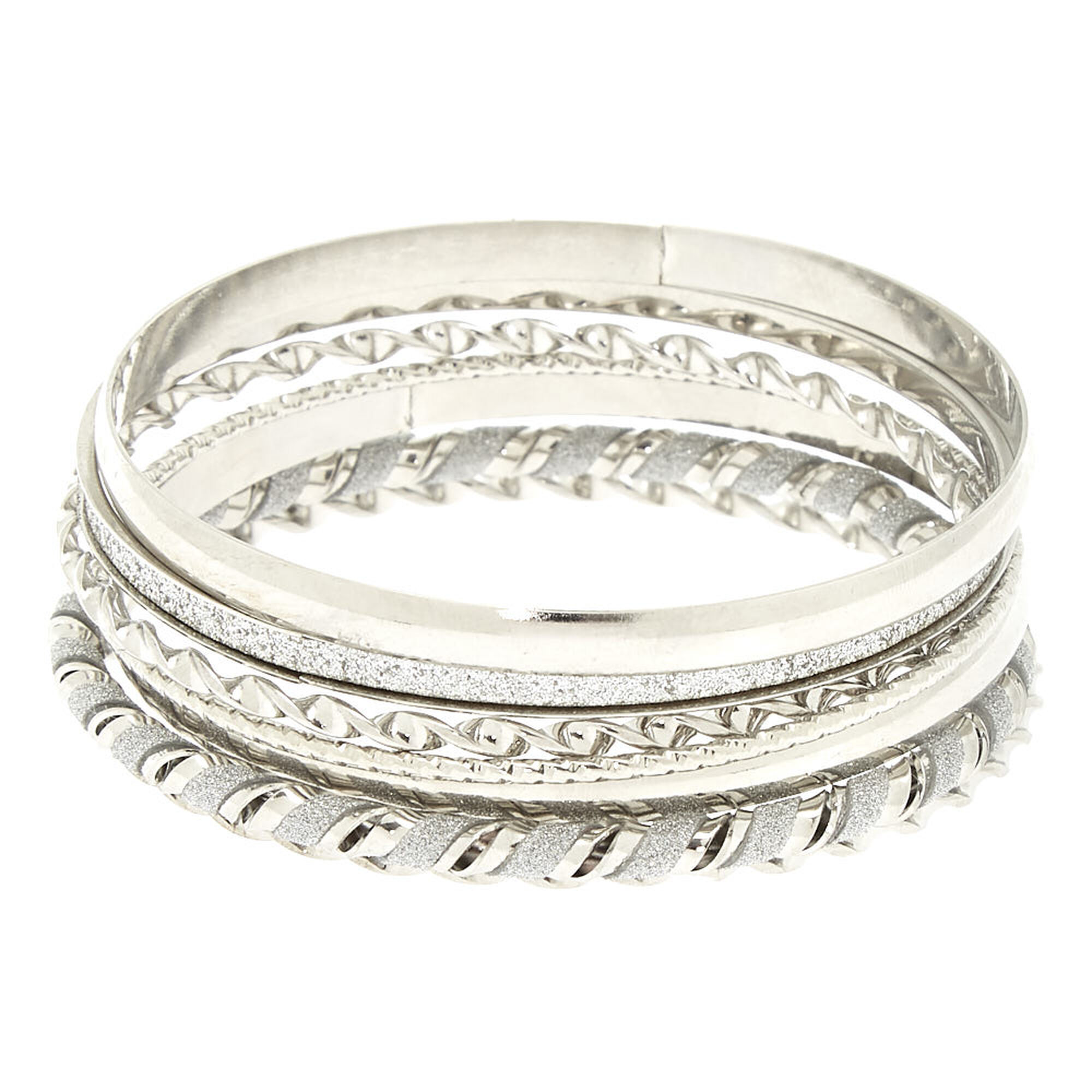 Silver Glitter Twist Bangle Bracelets 7 Pack Icing Us Silver Glitter Twist Bangle Bracelets 7 Pack