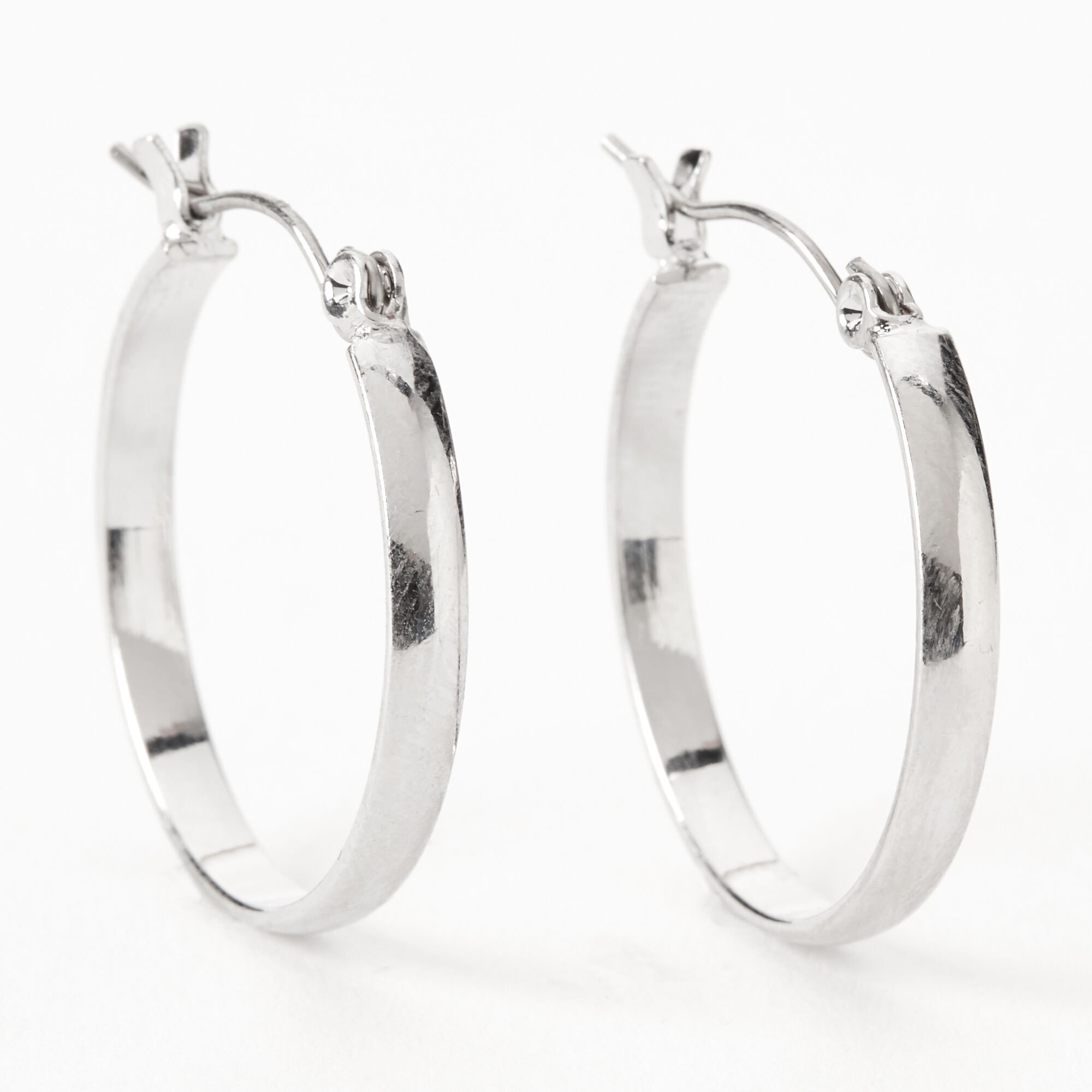 Silver 25MM Thick Hoop Earrings Icing US
