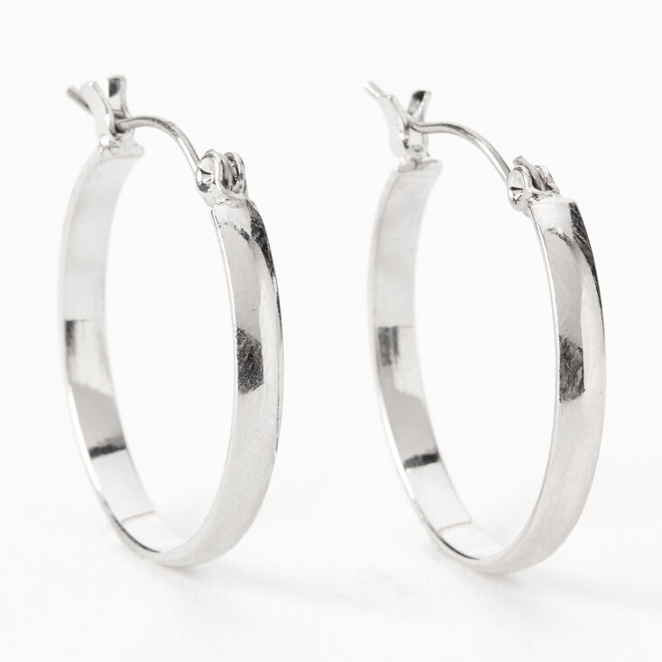 Silver-tone Thick 25MM Hoop Earrings,