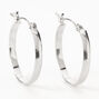 Silver-tone Thick 25MM Hoop Earrings,