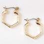 Gold 15MM Hexagon Hinge Hoop Earrings,