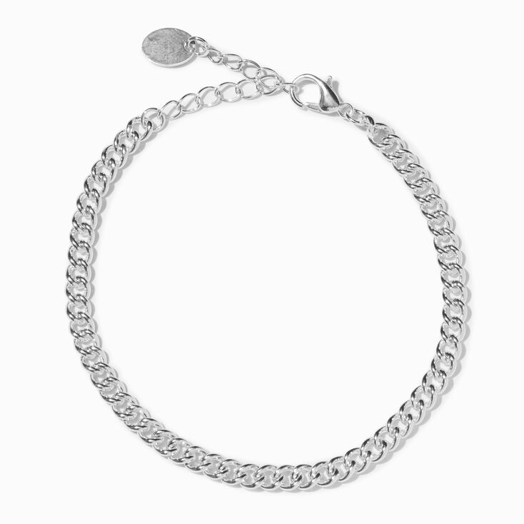 Silver 3MM Curb Chain Link Bracelet,
