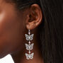 Silver Filigree Butterfly 3&quot; Pink Bead Drop Earrings,