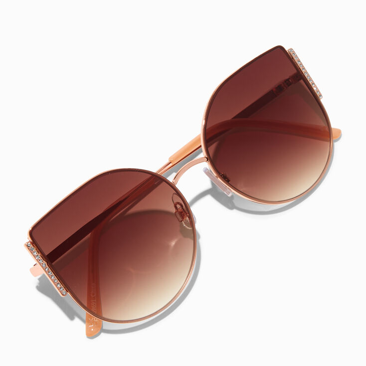 Rose Gold Diamond Bar Cat Eye Sunglasses,