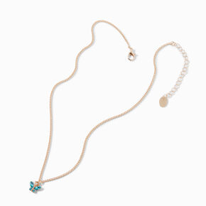 Butterfly Birthstone Gold-tone Pendant Necklace - December,