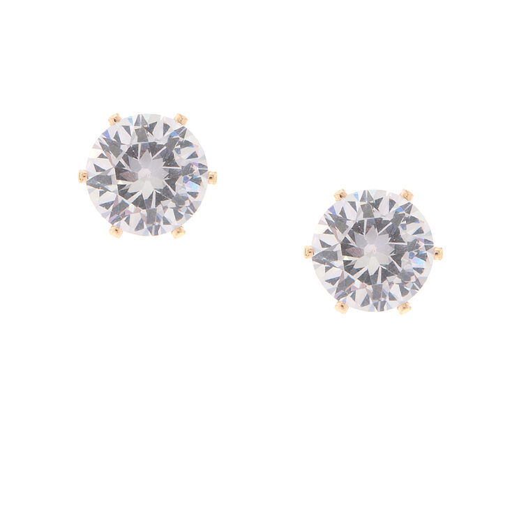 10MM Spike Set Cubic Zirconia Brilliant Cut Stud Earrings,