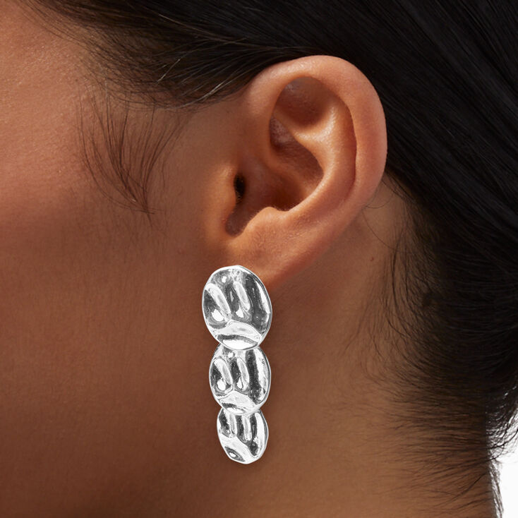 Silver-tone Descending Circle 2&quot; Drop Earrings,
