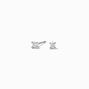 Silver Cubic Zirconia Square Stud Earrings - 2MM,