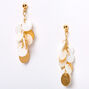 Gold 1.5&quot; Seashell Disc Chandelier Drop Earrings - White,