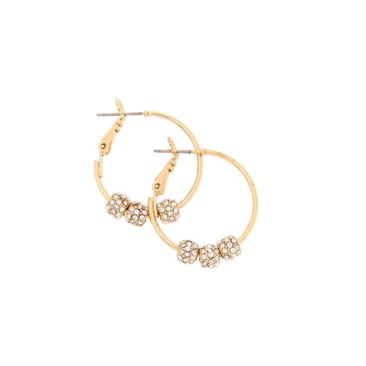 Gold Tone Fireball Beas Hoop Earrings,
