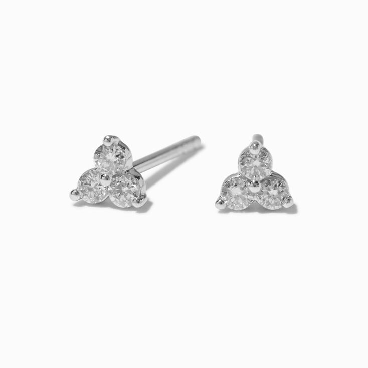 Laboratory Grown Diamond Tripod Sterling Silver Stud Earrings 0.12 ct. tw.,
