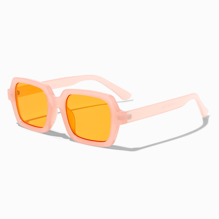 Frosted Orange Rectangular Sunglasses,