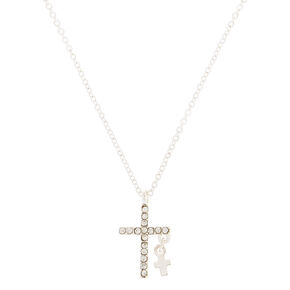 Silver Delicate Cross Pendant Necklace,