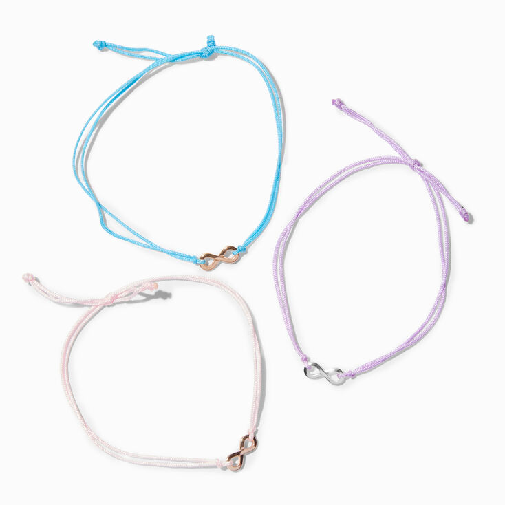 Mixed Metal Infinity Bolo Bracelet Set - 3 Pack,