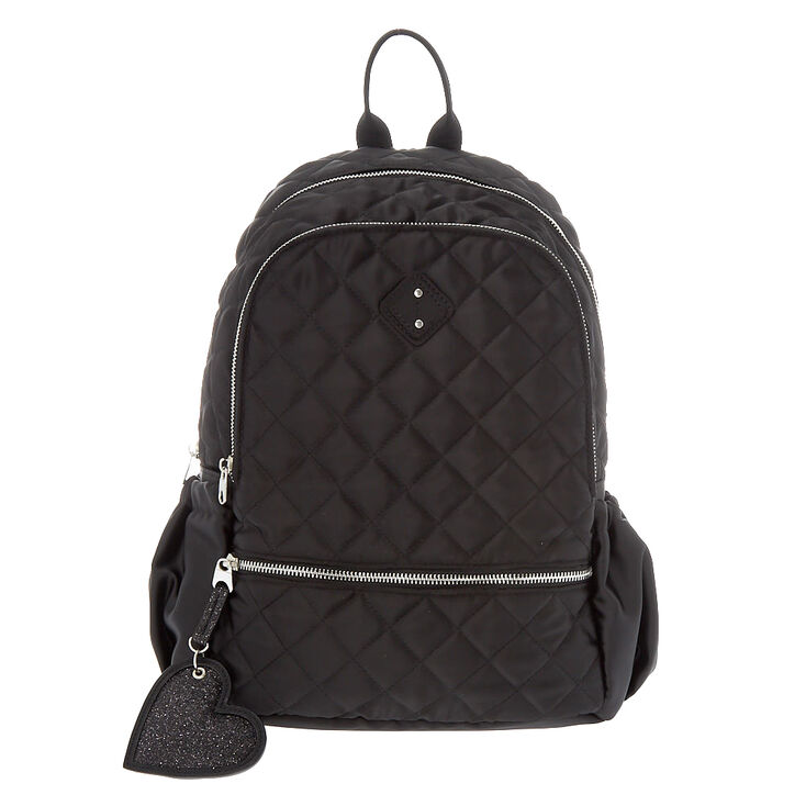 Quilted Satin Midi Backpack - Black,