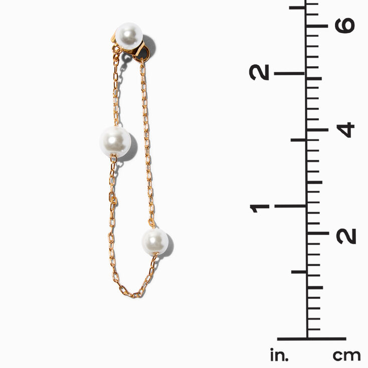 Gold 2&quot; Pearl Front &amp; Back Drop Earrings,