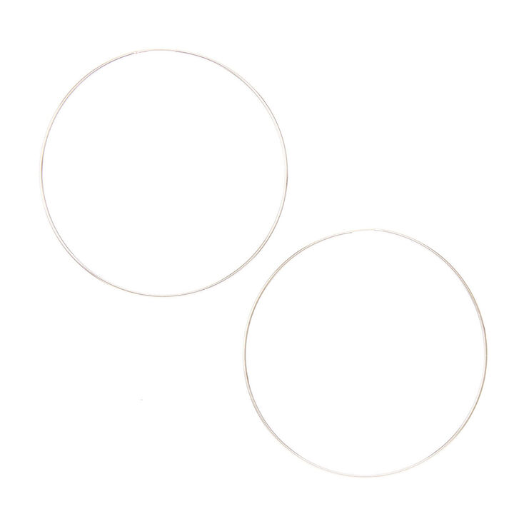 60mm Silver Tone Hoop Earrings,