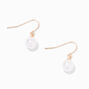 White Pearl 0.5&quot; Gold Drop Earrings,