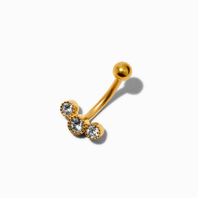 Triple Cubic Zirconia 14G Gold-tone Belly Ring,