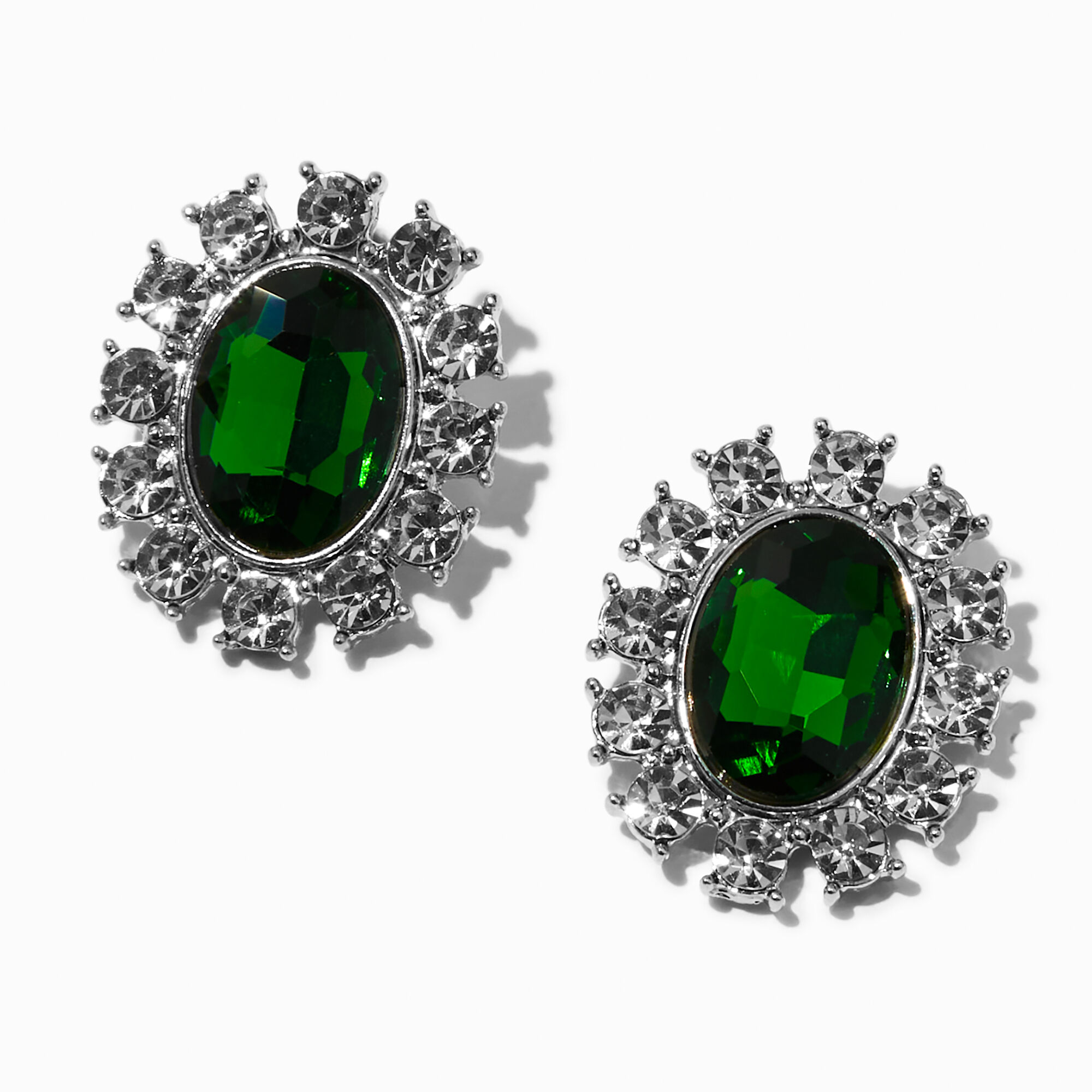 Green crystal sales stud earrings