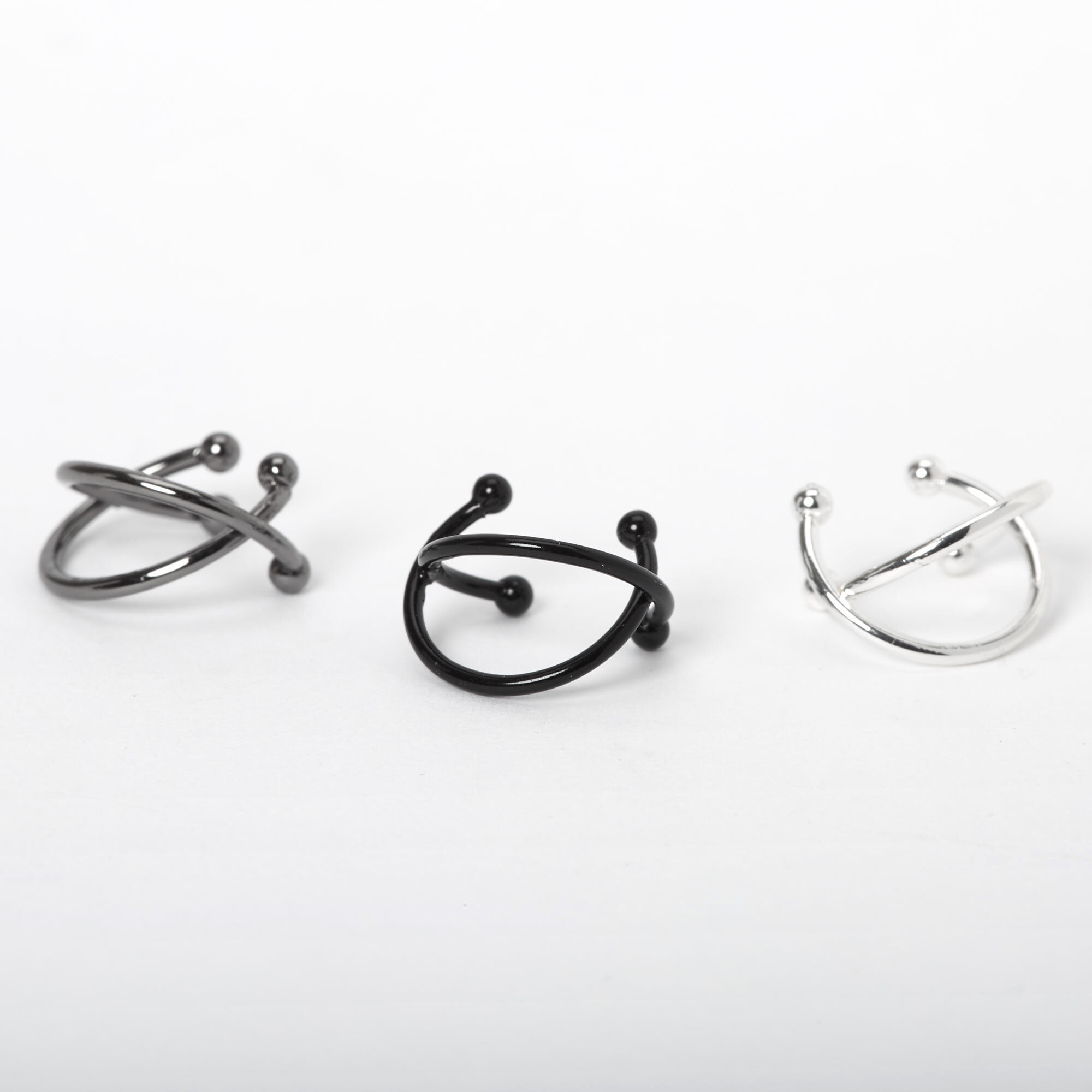 Mixed Metal Criss Cross Ear Cuff 3 Pack
