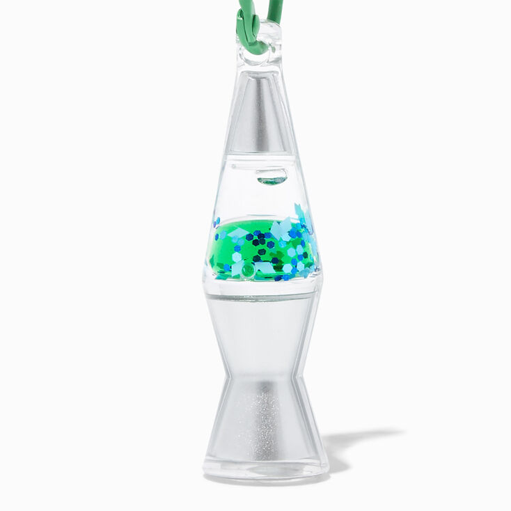 Green Lava Lamp Water-Filled Glitter Keychain,
