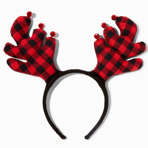 Christmas Plaid Reindeer Antlers Headband,