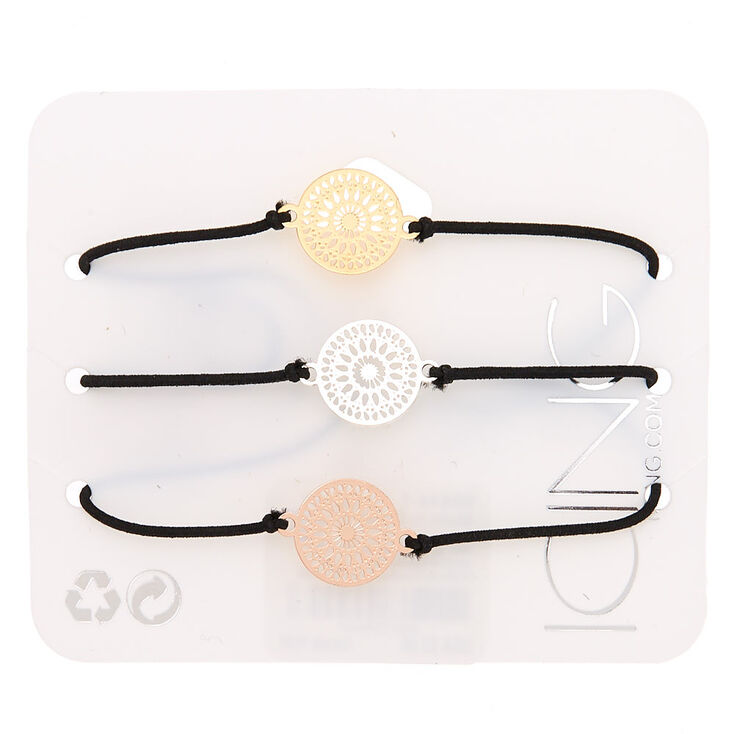 Mixed Metal Filigree Stretch Bracelets - 3 Pack,