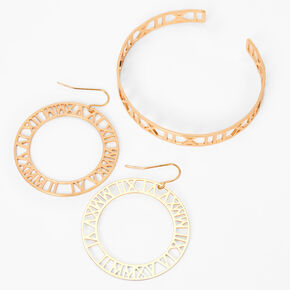 Gold Roman Numerals Jewelry Set - 2 Pack,