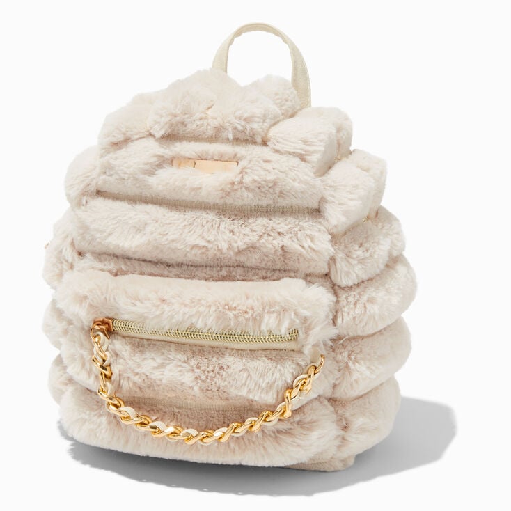 Ivory Furry Backpack,