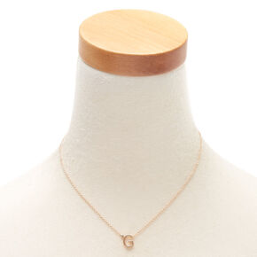 Gold Stone Initial Pendant Necklace - G,