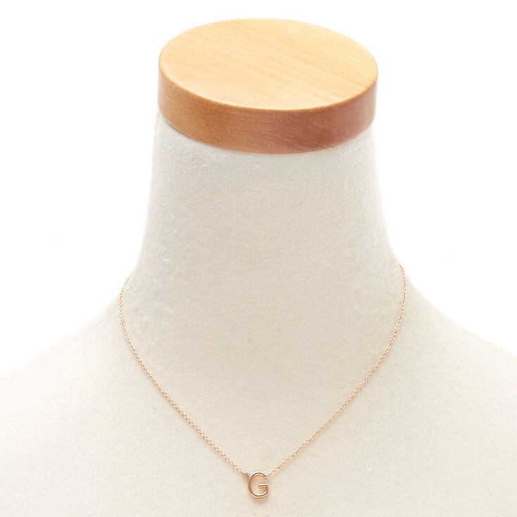 Gold Stone Initial Pendant Necklace - G,