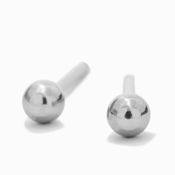Stainless Steel 3mm Ball Long Post Studs Ear Piercing Kit with Ear Care Solution,