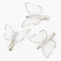 Silver Glitter Clear Butterfly Hair Clips - 3 Pack,
