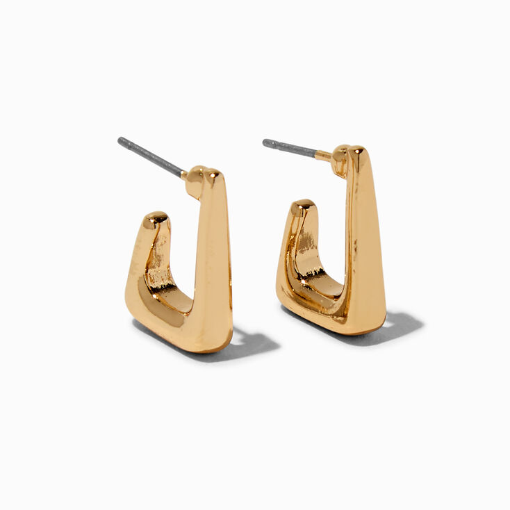 Gold-tone 15MM Rectangular Tube Hoop Earrings,