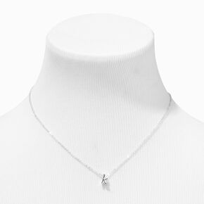 Silver Cursive Lowercase Initial Pendant Necklace - K,