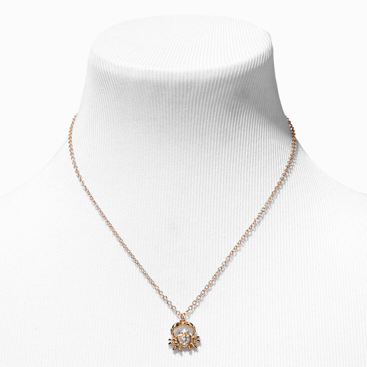 Gold Zodiac Symbol Pendant Necklace - Cancer,