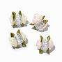 Pink &amp; Ivory Satin Rose Hair Claws - 4 Pack,