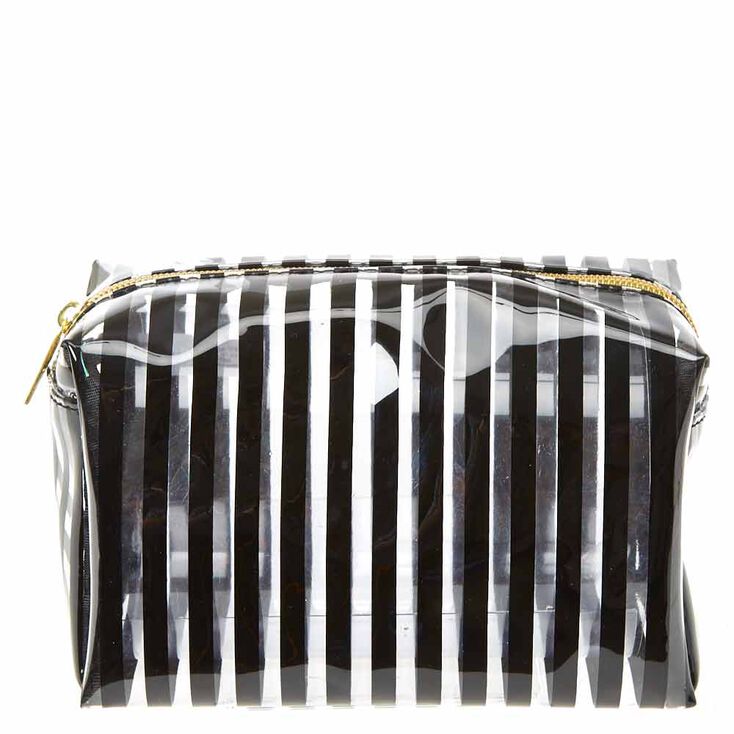 Translucent Black Striped Cosmetic Bag,