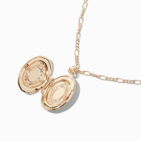 Gold-tone Embossed Oval Locket Necklace,