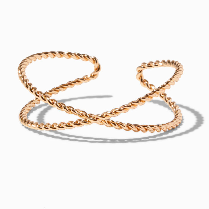 Gold-tone Twisted Rope X Cuff Bracelet,