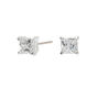 Sterling Silver Cubic Zirconia Square Stud Earrings - 4MM,