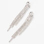 Silver 2.5&quot; Rhinestone Linear Fringe Drop Earrings,