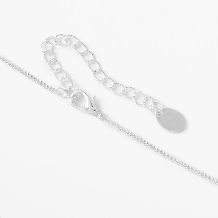 Silver Birthstone Color Tag Pendant Necklace - August,