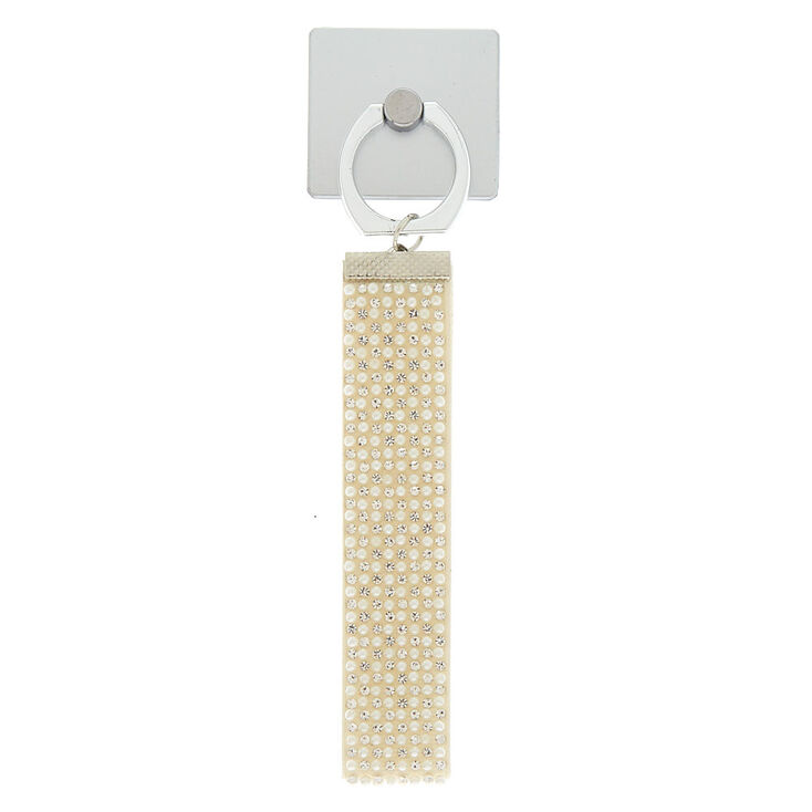 Glam Phone Stand & Wrist Strap - White,