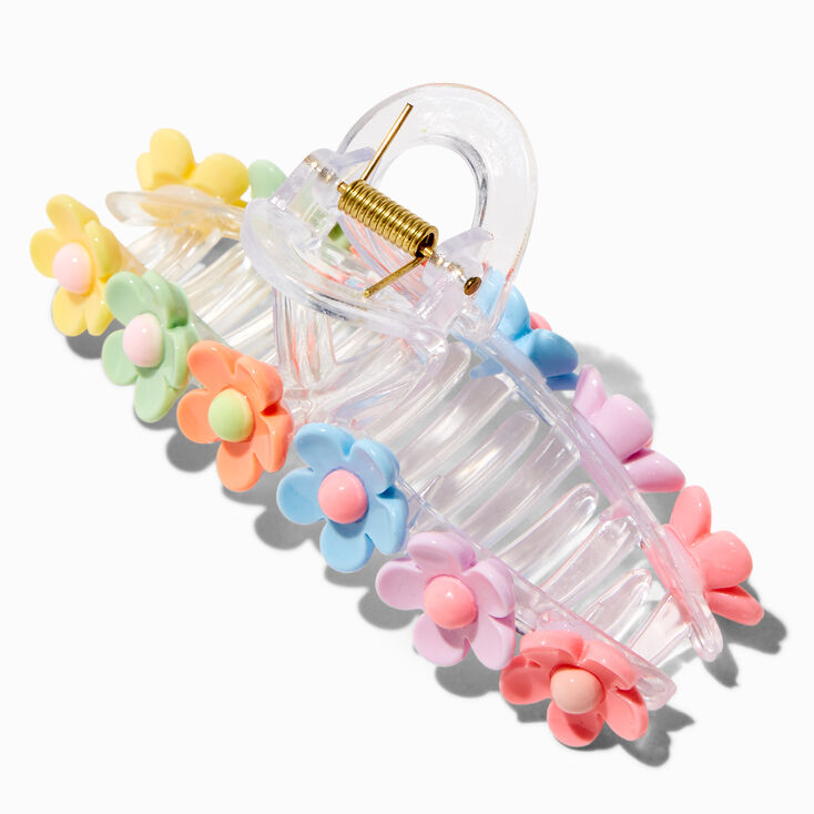 Pastel Daisy Large Clear Hair Claw,