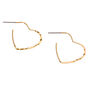 Gold 20MM Textured Heart Hoop Earrings,