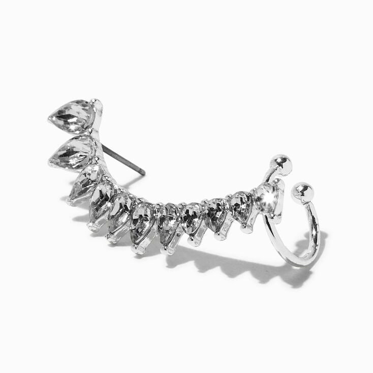 Large Faux Crystal Stacked Ear Cuff,